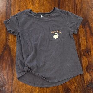Girls “Hey Boo, Spooky Vibes” Kids Ghost T-Shirt S - Gray